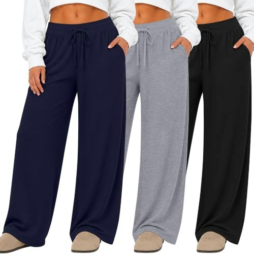 Neer Women's Plus Size Wide Leg Lounge Pants 3-Pack: $42.49