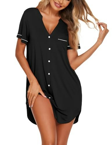 Ekouaer Women's Button-Down Short Sleeve Nightgown: $14.58 Ekouaer Women's Button-Down Short Sleeve Nightgown: $14.58