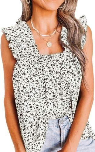 Prettygarden Women's Boho Floral Shirred Tank Top: $9.99 Prettygarden Women's Boho Floral Shirred Tank Top: $9.99