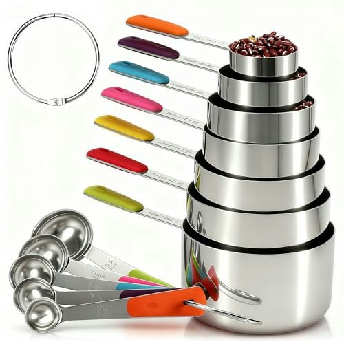Bopei 12-Piece Stainless Steel Measuring Cups and Spoons Set: $16.09 Bopei 12-Piece Stainless Steel Measuring Cups and Spoons Set: $16.09