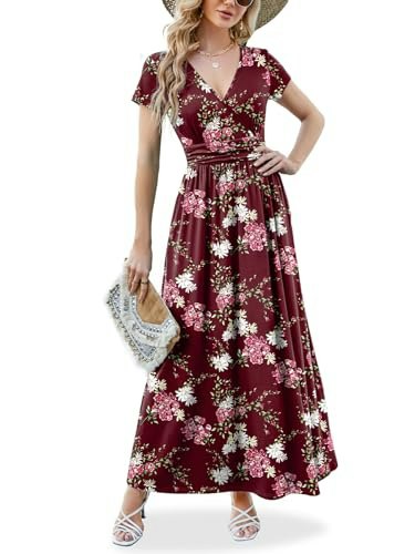 Anrilita Women's Wrap V-Neck Maxi Dress with Pockets: $20.38 Anrilita Women's Wrap V-Neck Maxi Dress with Pockets: $20.38