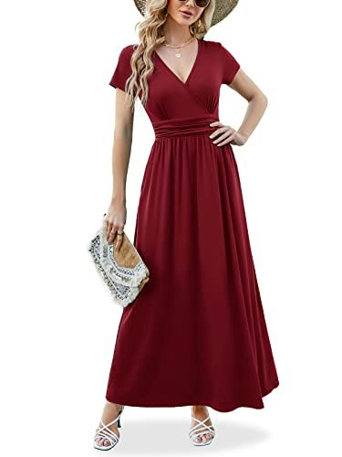 Anrilita Women's V-Neck Short Sleeve Maxi Dress: $18.78 Anrilita Women's V-Neck Short Sleeve Maxi Dress: $18.78