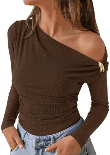Prettygarden Women's Off-Shoulder Asymmetrical Long Sleeve Top: $13.57 Prettygarden Women's Off-Shoulder Asymmetrical Long Sleeve Top: $13.57