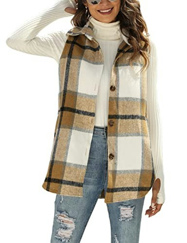 Uaneo Women's Flannel Plaid Sleeveless Vest Jacket: $19.54 Uaneo Women's Flannel Plaid Sleeveless Vest Jacket: $19.54