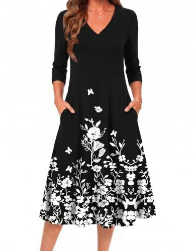 Zeagoo Long Sleeve A-Line Floral Dress: $27.98 Zeagoo Long Sleeve A-Line Floral Dress: $27.98