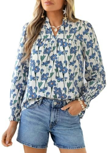 Prettygarden Women's Boho Floral Blouse: $19.98 Prettygarden Women's Boho Floral Blouse: $19.98