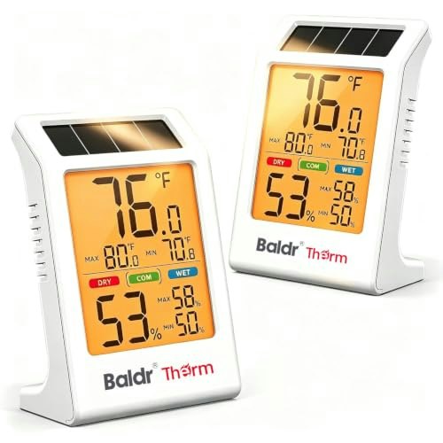 Baldr Solar-Powered Indoor Thermometer and Humidity Meter 2-Pack: $14.67