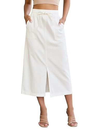 Luvamia Women's Front Slit Denim Skirt: $25.48