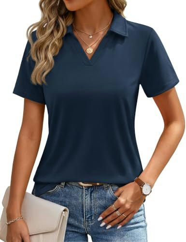 Yucolen Women's V-Neck Short Sleeve Golf Shirt: $14.98 Yucolen Women's V-Neck Short Sleeve Golf Shirt: $14.98