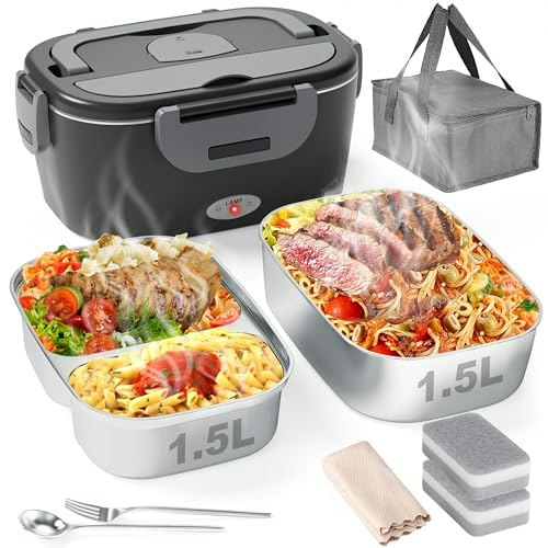 Geveniss 80W Electric Heated Lunch Box with Dual 1.5L Containers: $25.49 Geveniss 80W Electric Heated Lunch Box with Dual 1.5L Containers: $25.49