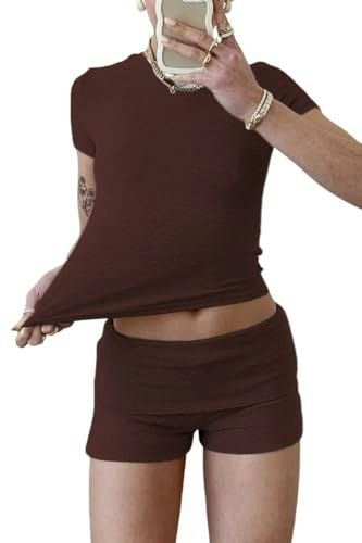 Yetowa Women's Y2K 2-Piece Short Sleeve Tracksuit: $12.74 Yetowa Women's Y2K 2-Piece Short Sleeve Tracksuit: $12.74