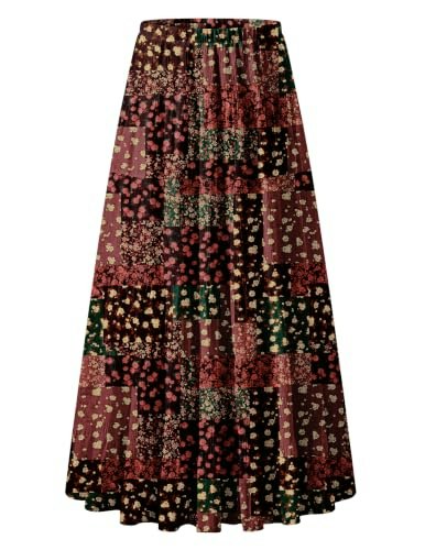 Zeagoo Women's Boho High-Waisted Plaid Maxi Skirt: $29.97 Zeagoo Women's Boho High-Waisted Plaid Maxi Skirt: $29.97