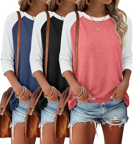 Bliwov Women's 3/4 Sleeve Crewneck T-Shirt 3-Pack: $32.29 Bliwov Women's 3/4 Sleeve Crewneck T-Shirt 3-Pack: $32.29