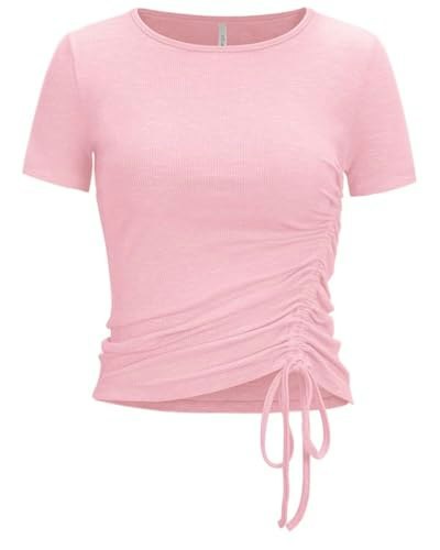 Women's Short Sleeve Side Ruched Workout Crop Top: $14.95 Women's Short Sleeve Side Ruched Workout Crop Top: $14.95