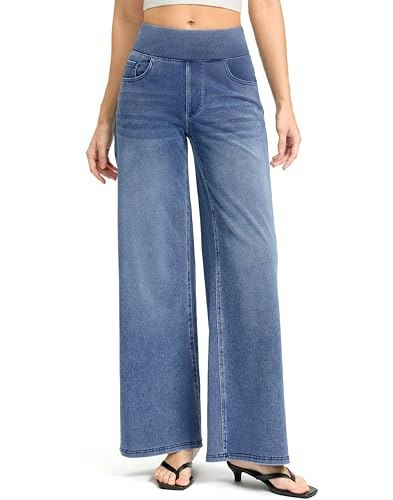 Rammus Women's Wide Leg Pull-On Denim Jeans: $33.99 Rammus Women's Wide Leg Pull-On Denim Jeans: $33.99
