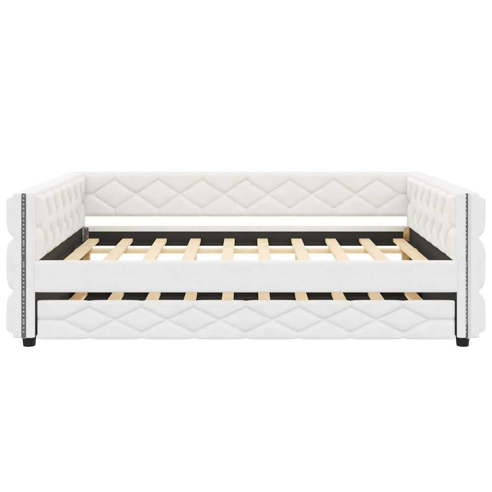 Full XL Upholstered Daybed with Trundle and LED Armrests: $948.99 Full XL Upholstered Daybed with Trundle and LED Armrests: $948.99