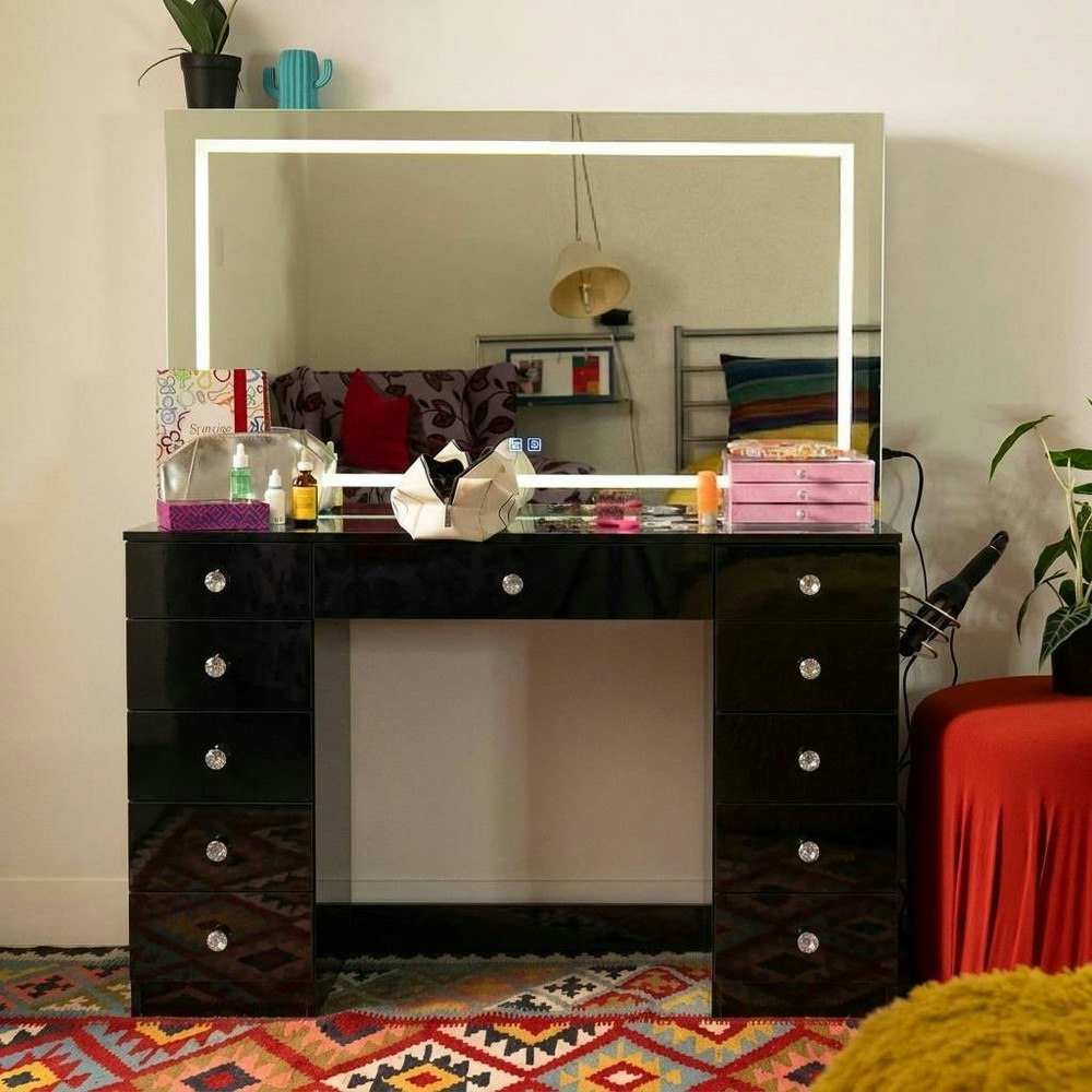 Boahaus Amelia Vanity Desk with LED Mirror 11-Drawer Makeup Station: $509.99