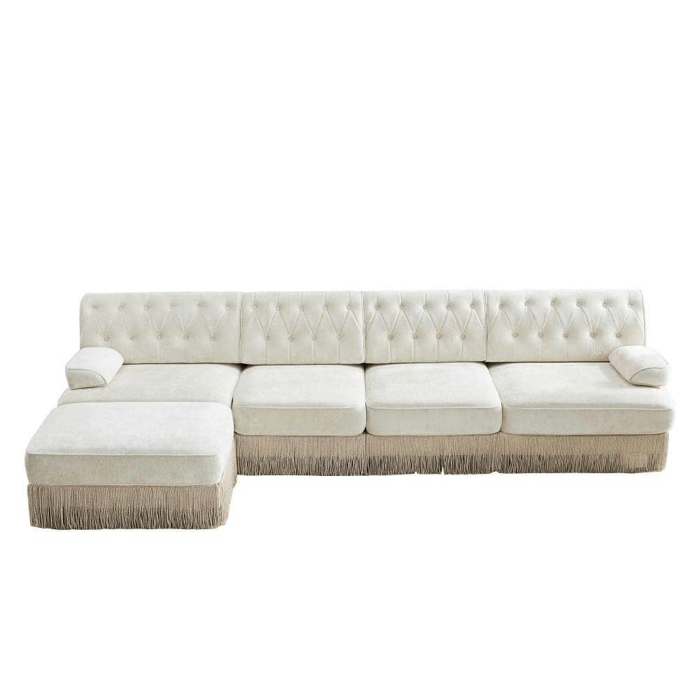 135-Inch Velvet L-Shaped Chesterfield Sectional Sofa with Ottoman: $2,354.38 135-Inch Velvet L-Shaped Chesterfield Sectional Sofa with Ottoman: $2,354.38
