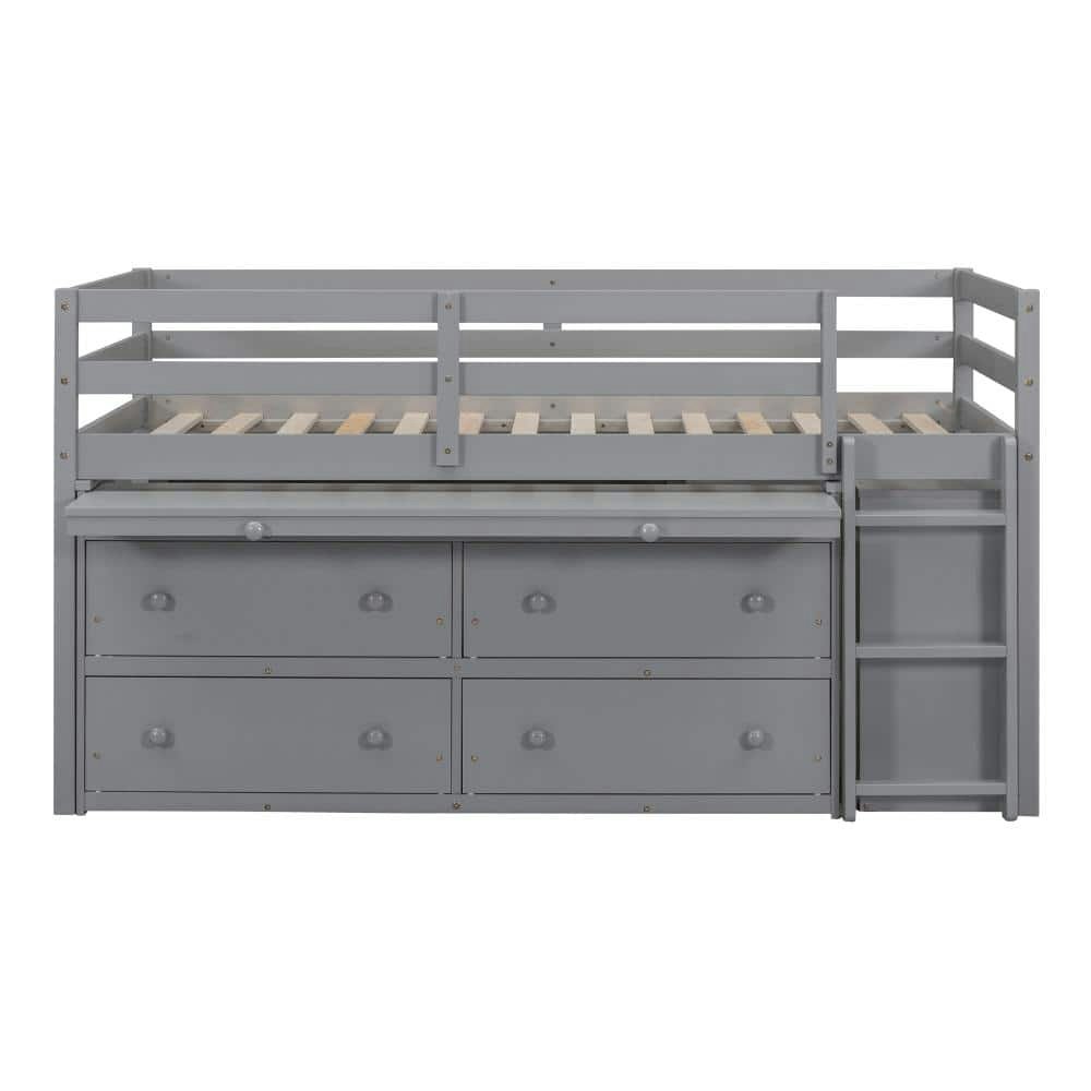 Twin Gray Wood Loft Bed with Desk, Drawers, and Shelves: $1,299.99 Twin Gray Wood Loft Bed with Desk, Drawers, and Shelves: $1,299.99