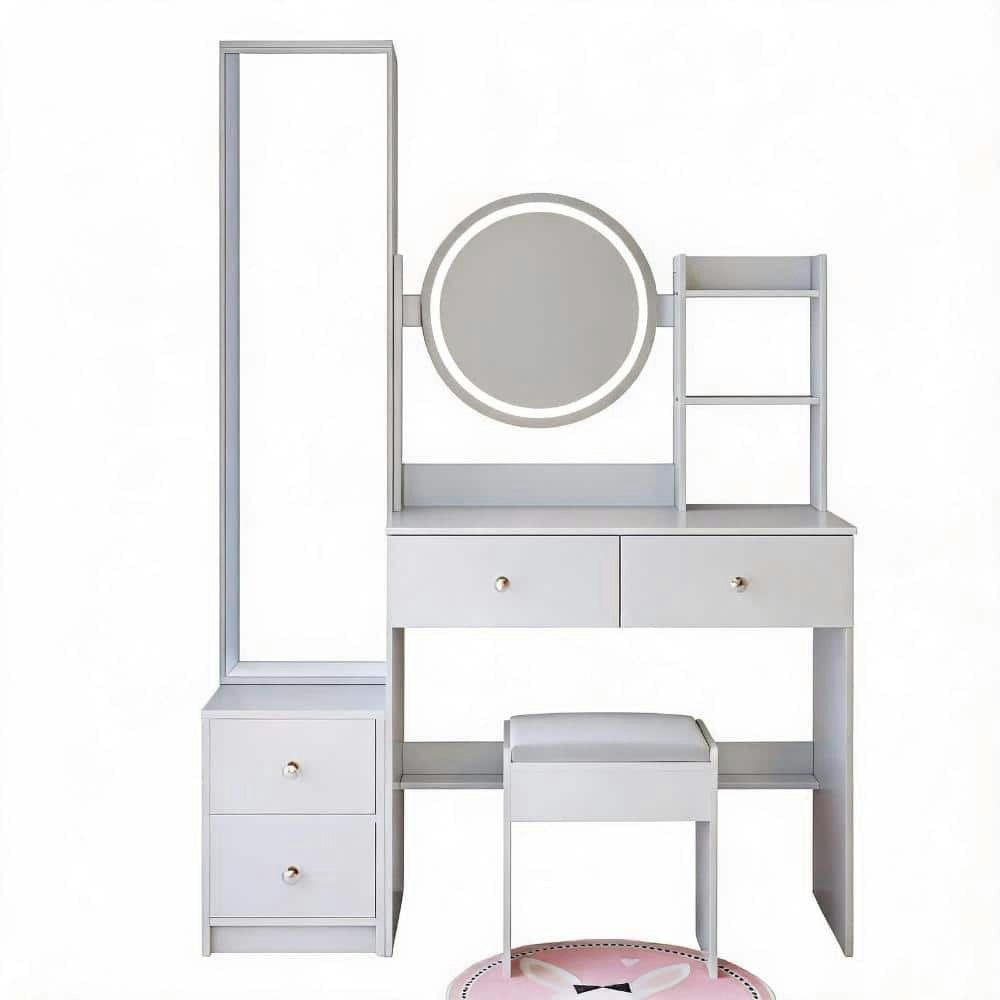 3-Piece Vanity Table Set with LED Mirror and Stool: $510.99 3-Piece Vanity Table Set with LED Mirror and Stool: $510.99