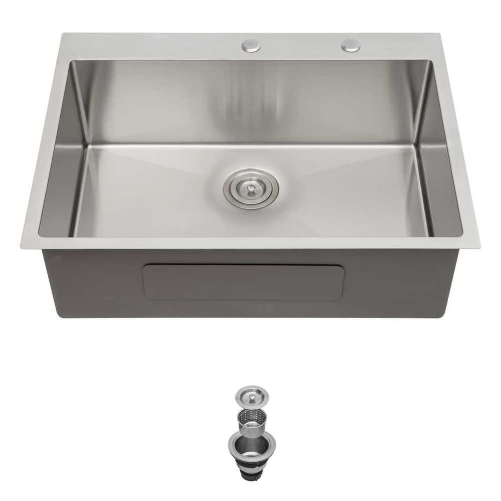 33" x 19" Undermount Single Bowl 16-Gauge Stainless Steel Kitchen Sink: $300.61
