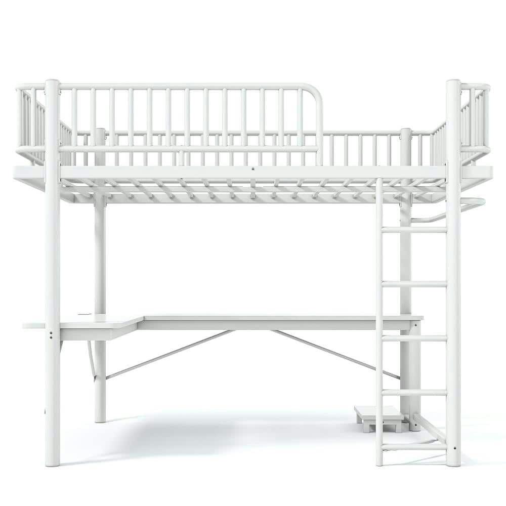 Queen Metal Loft Bed with L-Shaped Desk and Charging Station: $859.99 Queen Metal Loft Bed with L-Shaped Desk and Charging Station: $859.99
