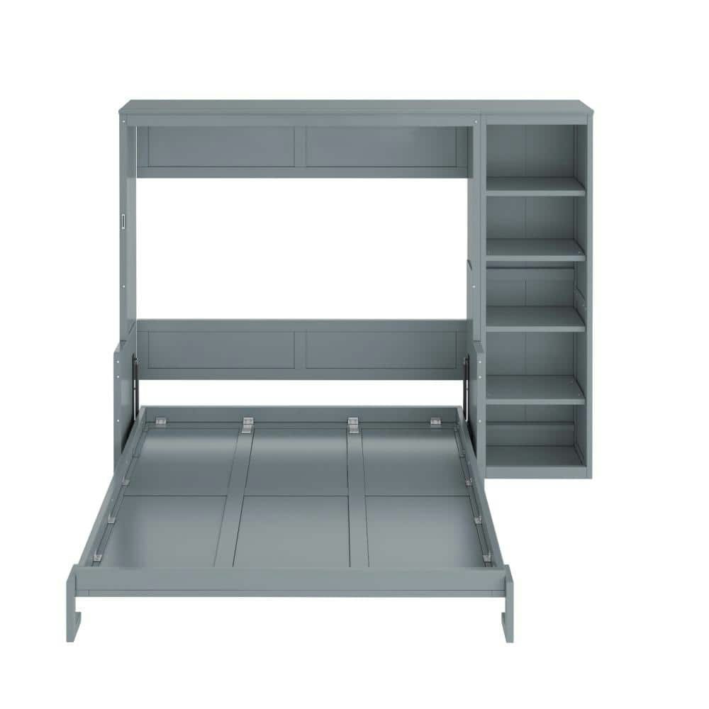 Gray Pine Wood Full Murphy Bed with Desk and Bookshelf: $2,626.99 Gray Pine Wood Full Murphy Bed with Desk and Bookshelf: $2,626.99