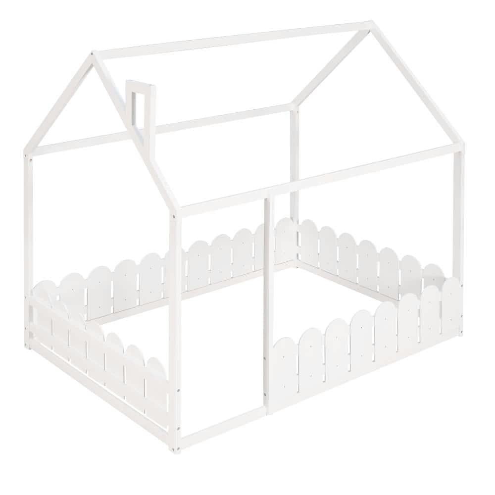 Kids' White Solid Wood Playhouse Platform Bed: $519.99 Kids' White Solid Wood Playhouse Platform Bed: $519.99