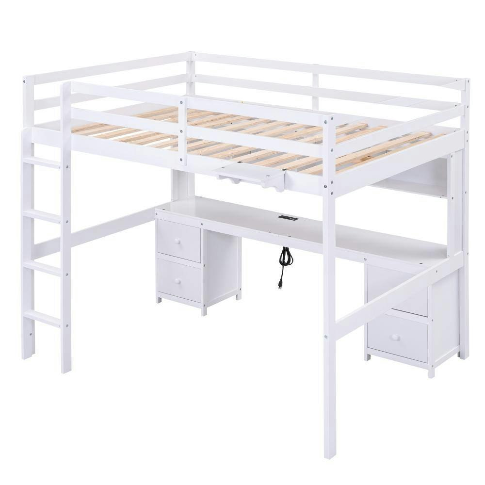 Full Wood Loft Bed with Desk, Cabinets, Drawers, and Charging Station: $1,702.99 Full Wood Loft Bed with Desk, Cabinets, Drawers, and Charging Station: $1,702.99