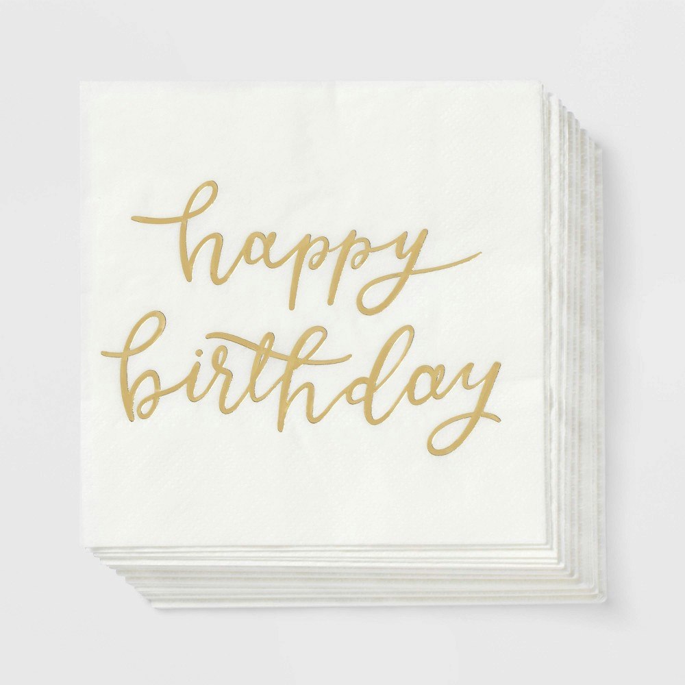 Spritz Happy Birthday Gold Beverage Napkins 30-Count: $3 Spritz Happy Birthday Gold Beverage Napkins 30-Count: $3