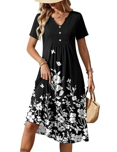 Zeagoo Women's Casual Short Sleeve Floral Midi Dress: $27.99 Zeagoo Women's Casual Short Sleeve Floral Midi Dress: $27.99