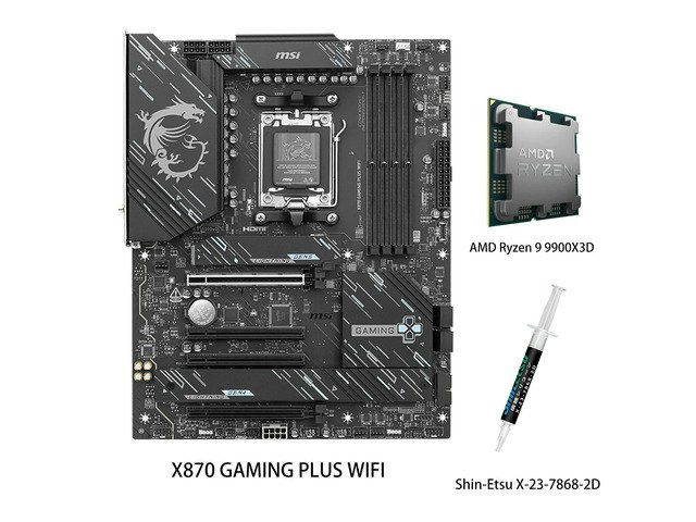 MSI X870 Gaming Plus WiFi Motherboard and AMD Ryzen 9 9900X3D CPU Combo: $1,259.99 MSI X870 Gaming Plus WiFi Motherboard and AMD Ryzen 9 9900X3D CPU Combo: $1,259.99