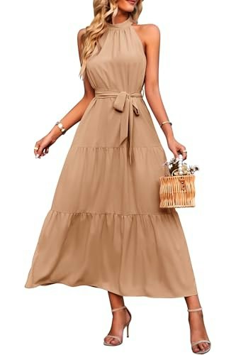 Prettygarden Women's Sleeveless Halter Neck Maxi Dress: $41.58 Prettygarden Women's Sleeveless Halter Neck Maxi Dress: $41.58
