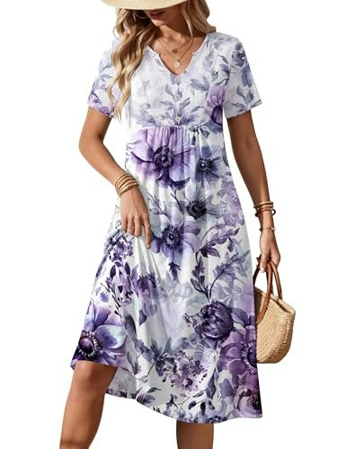 Zeagoo Women's V-Neck Midi A-Line T-Shirt Dress: $19.98 Zeagoo Women's V-Neck Midi A-Line T-Shirt Dress: $19.98