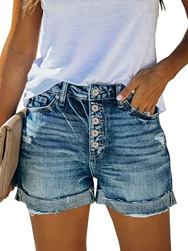 Modarani Women's High-Waisted Distressed Denim Shorts: $18.99 Modarani Women's High-Waisted Distressed Denim Shorts: $18.99