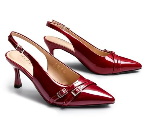Ankis Women's Patent Slingback Kitten Heels: $36.98