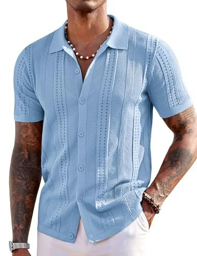 Coofandy Men's Knit Short Sleeve Button-Down Golf Shirt: $28.49