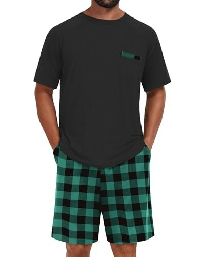 Nuokesasi Men's Pajama Shirt and Shorts Set: $16.99 Nuokesasi Men's Pajama Shirt and Shorts Set: $16.99