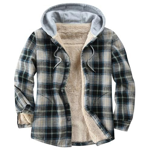 Derbars Men's Cotton Plaid Flannel Hoodie Shirt Jacket: $29.59 Derbars Men's Cotton Plaid Flannel Hoodie Shirt Jacket: $29.59
