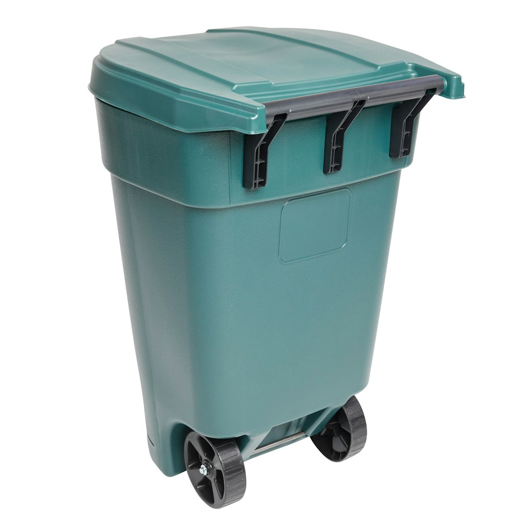 Project Source 50-Gallon Wheeled Hinged Lid Trash Can: $15