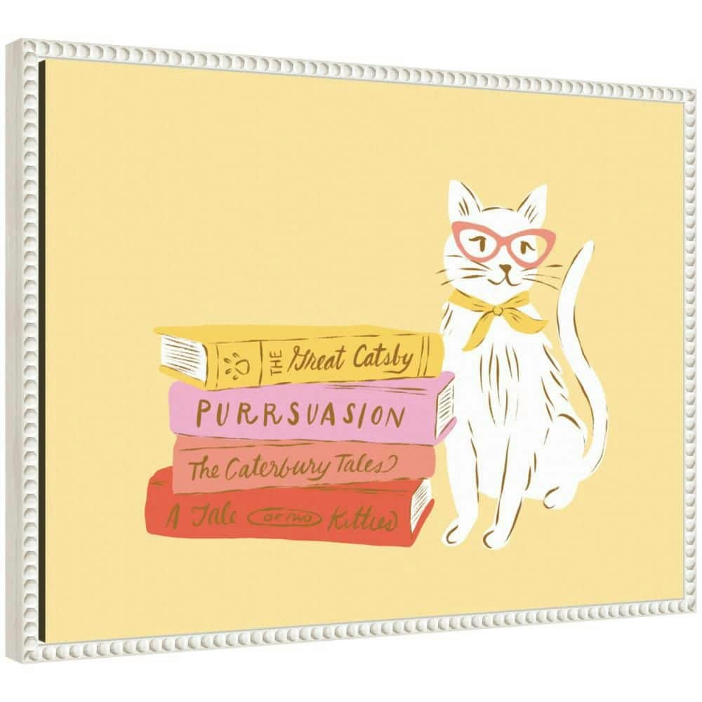 Sylvie Book Lover Cat 4 by Krissy Mast Framed Art Print 18\" x 24\": $64.99