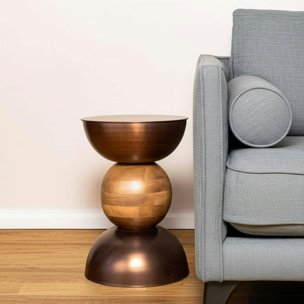 14-Inch Bronze Round Metal End Table: $275.53 14-Inch Bronze Round Metal End Table: $275.53