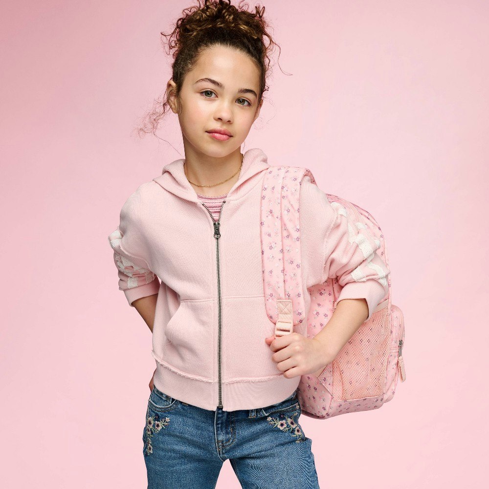 Cat & Jack Girls' French Terry Lace Trim Zip-Up Hoodie: $18 Cat & Jack Girls' French Terry Lace Trim Zip-Up Hoodie: $18