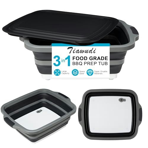 Tiawudi 16L Collapsible BBQ Prep Tub with Lid: $20.39 Tiawudi 16L Collapsible BBQ Prep Tub with Lid: $20.39