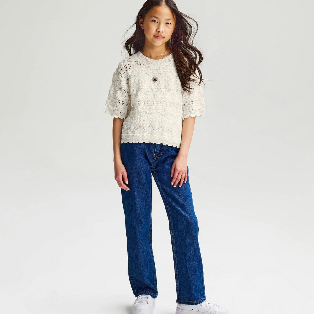 Cat & Jack Girls' Short Sleeve Openwork Sweater: $20 Cat & Jack Girls' Short Sleeve Openwork Sweater: $20