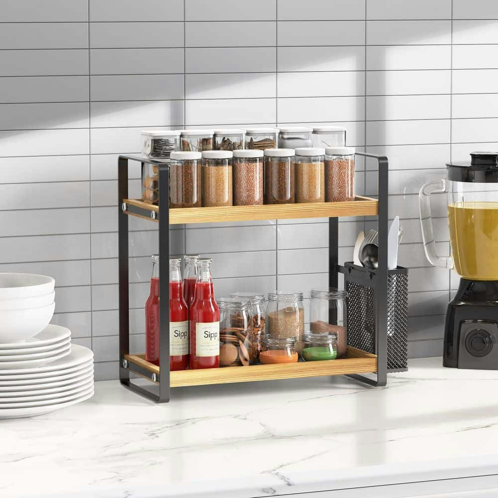 Modern Series 2-Piece Wood and Metal Sink Accessory Set: $44.24