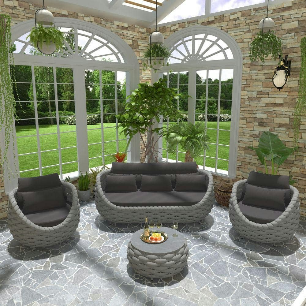 4-Piece Woven Rope Outdoor Sectional Sofa Set: $2,449.30 4-Piece Woven Rope Outdoor Sectional Sofa Set: $2,449.30