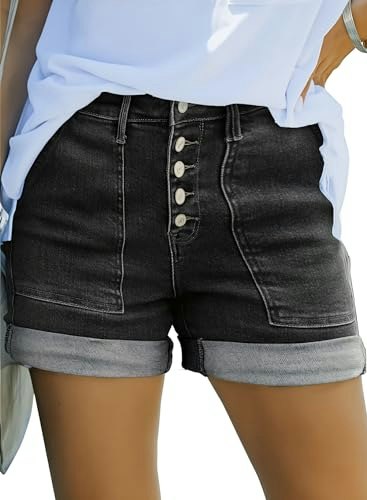 Sidefeel Women's High Waisted Stretchy Denim Shorts: $21.59