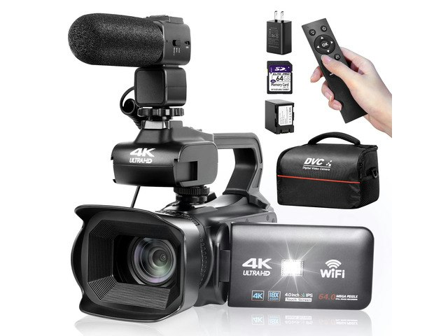 64MP 4K Video Camcorder with 18X Digital Zoom and 64GB SD Card: $363.99