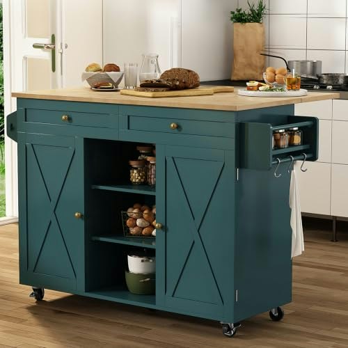 Hlr Farmhouse Kitchen Island on Wheels: $169.98 Hlr Farmhouse Kitchen Island on Wheels: $169.98